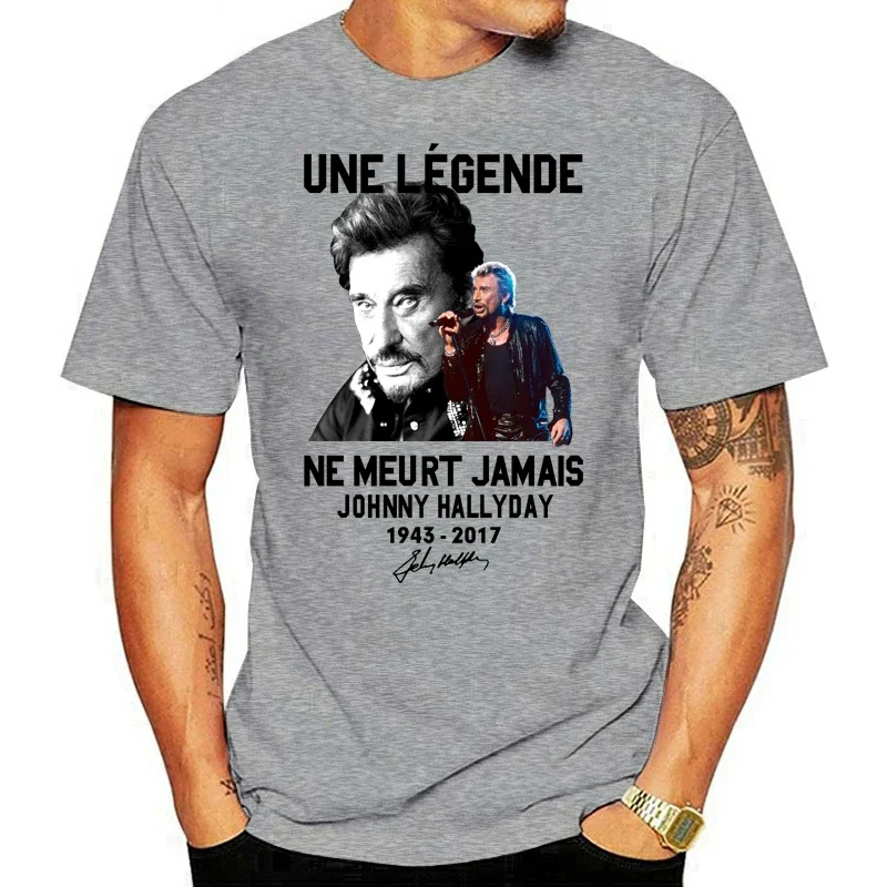 Maglietta divertente da uomo maglietta di moda Une Legende Ne Meurt Jamais Johnny Hallyday 1943-2017 T-Shirt da donna