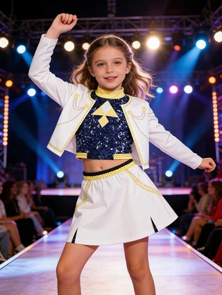 Kinder Mädchen Street-Style Fancy Cosplay-Set 3D-Druck Kurze Jacke und Shorts für Halloween, Geburtstag, Mottoparty, Rollenspiel-Outfit – Detail 1