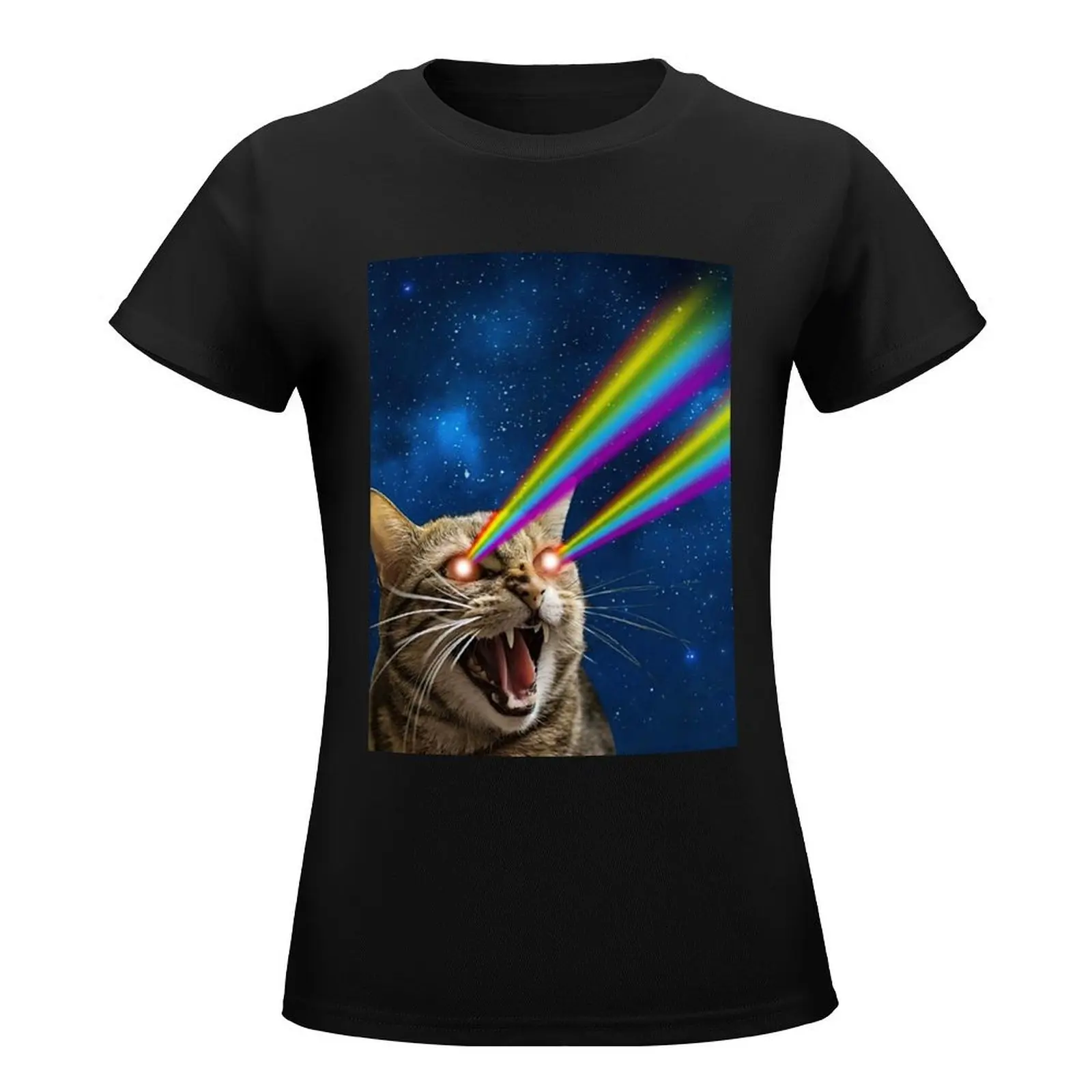 Angry Cat Shooting Lasers out of Eyes T-Shirt kawaii clothes Blouse t-shirt dress for Women plus size sexy