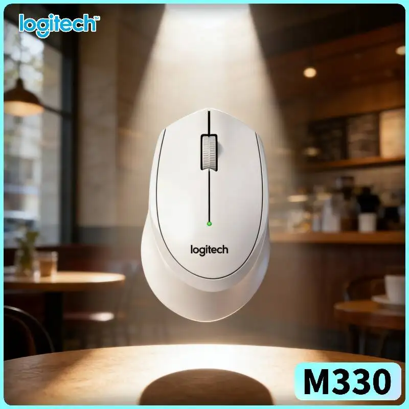 Logitech M330 Ergonomic Wireless Mouse Silent Click 2.4GHz Nano Receiver Smooth Grip for Mac PC Chromebook Work Desk Stand