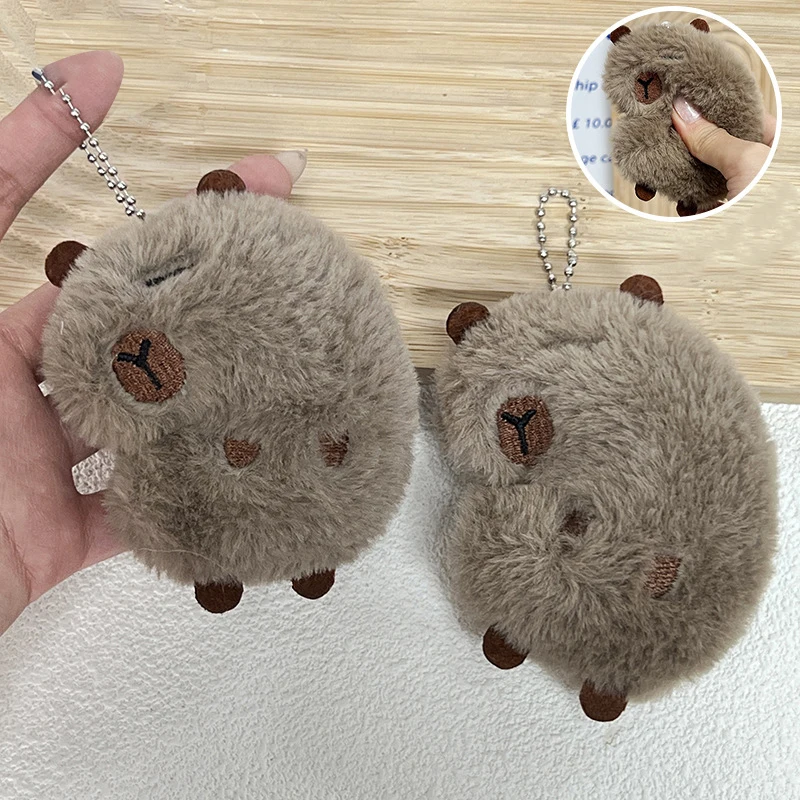 Capybara Plush Doll Squeak Toy Cartoon Plush Keychain Pendant Soft Stuffed Doll Backpack Car Bag Key Ring Decor Kid Gift