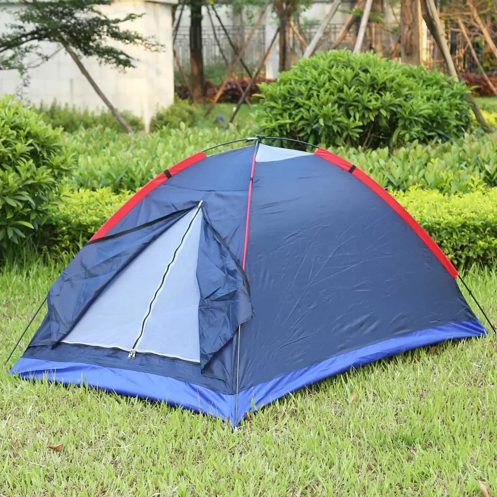 

Beach Camping Tent Outdoor Hiking Tent Kit Fiberglass Pole Water Resistance with Carry Bag for Hiking Traveling Two Person