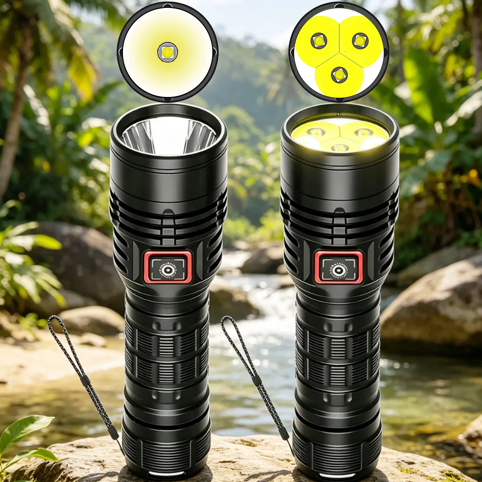 Outdoor Lighting Strong Fill Light Flashlight with 21700 Lithium Battery Fall Resistant Night Special Flashlight with Charging F