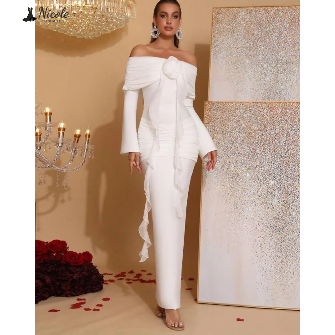 

Nicole Fishtail Skirt Dresses for Special Events Custom Made Luxurious Women's Evening Dresses Woman Elegant Candle Ribbon Prom