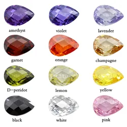 5A Pear Double CheckerBoard Cubic Zirconia Stone Multicolor Brilliant Cut Loose CZ Stones Synthetic Gems Beads For Jewelry