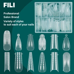FILI 144/120 sztuk podwójne formy paznokci Poly UV paznokcie System żelu przezroczysty wielokrotnego użytku DIY paznokcie przedłużanie formy szybki budynek paznokci górna forma