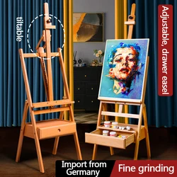 Beech drawer type easel sketch painting art students special lifting tilt easel long use is not easy to deformation