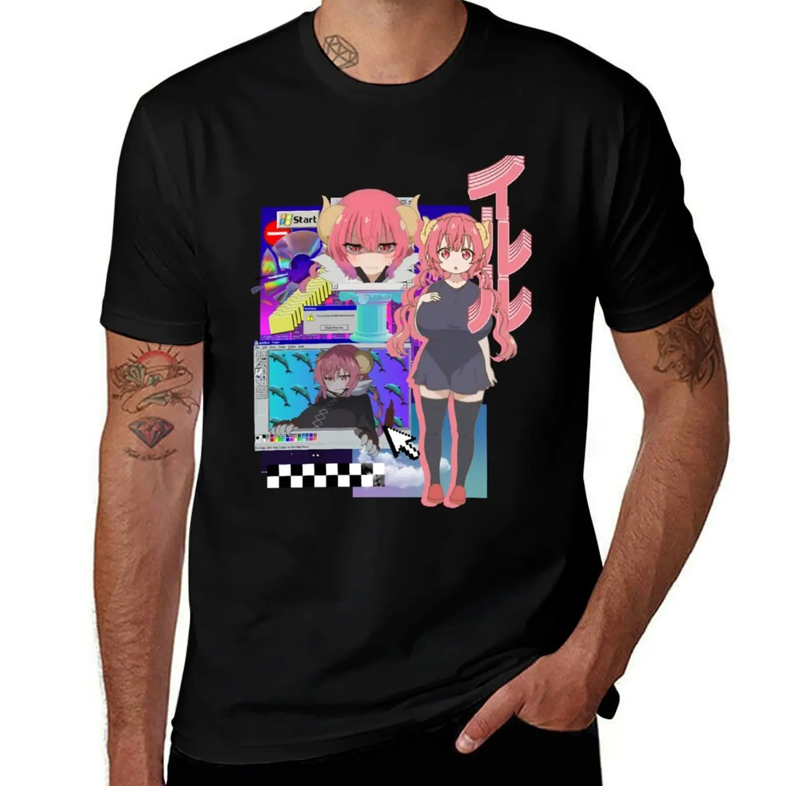 

Maid Dragon Ilulu Vaporwave T-Shirt Work Wear Simple Tee Shirt