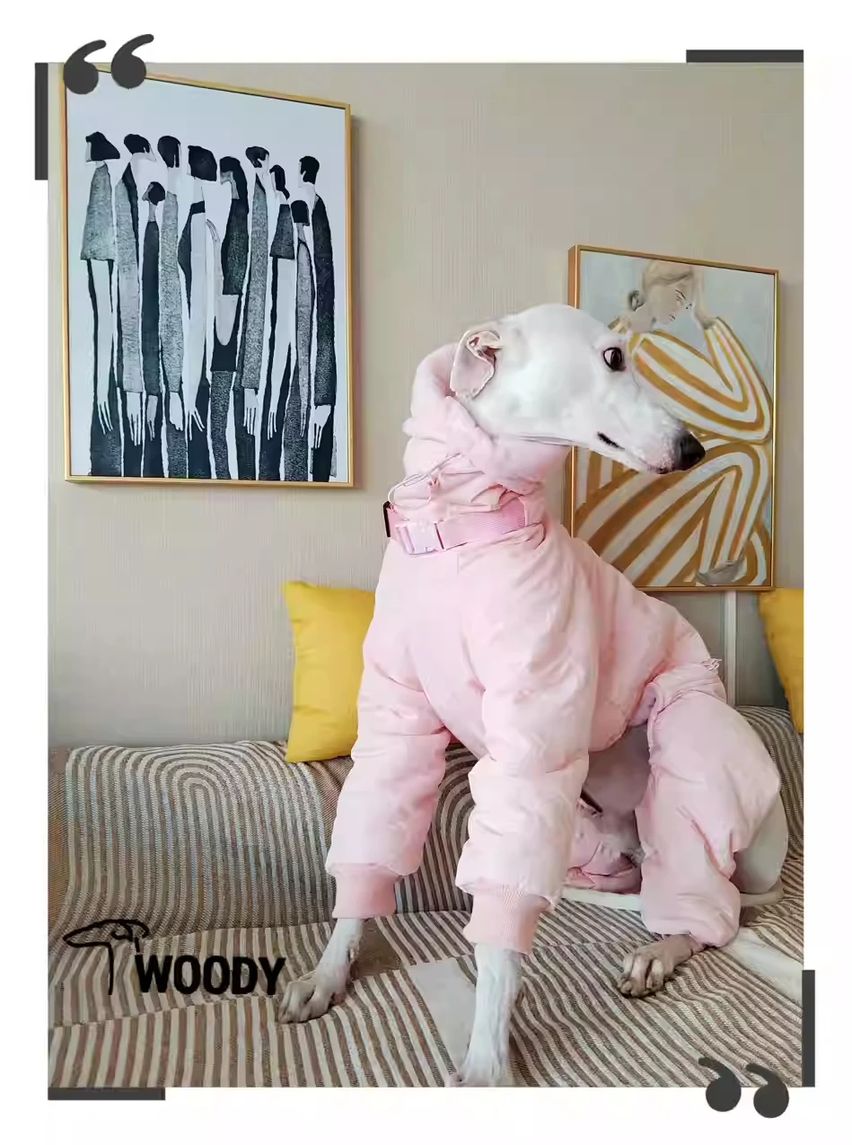 Winter Super-thick Girl Whippet Pink Clothes Quilted Turtle Collar Dog Coat Warm Italian Greyhound Adjustable Cotton Jacket