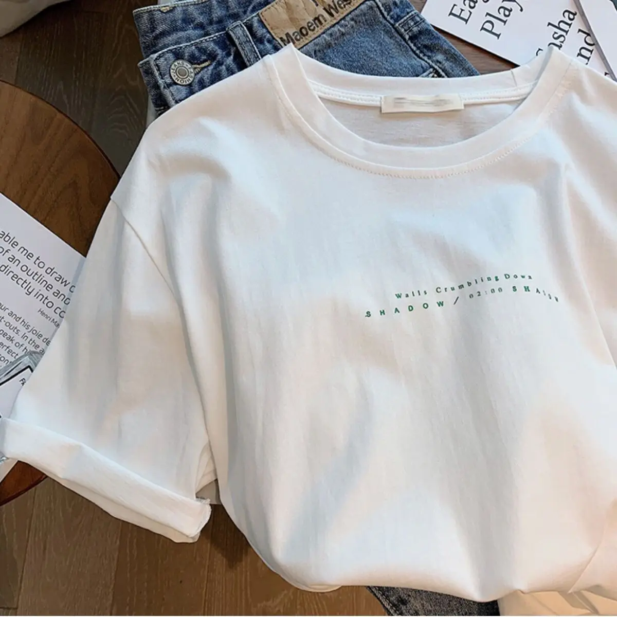 Letter Short Sleeve T-shirts Women All-match Casual Tops Thin Summer Clothing Minimalism Basic Cozy Stylish Fashion New Style