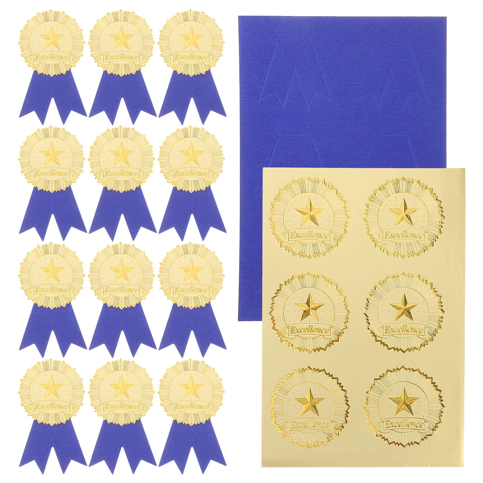 36 Sets Certificate Paper Award Medal Sticker Label Stickers Diploma Medals Envelope Self Seal