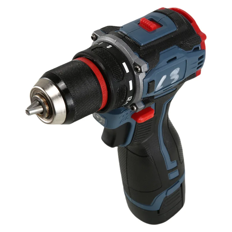 Juego de taladro eléctrico inalámbrico de 16V, fuente de alimentación de carga, portabrocas sin llave, 2 velocidades variables, 40 Uds. De brocas, luz de trabajo integrada