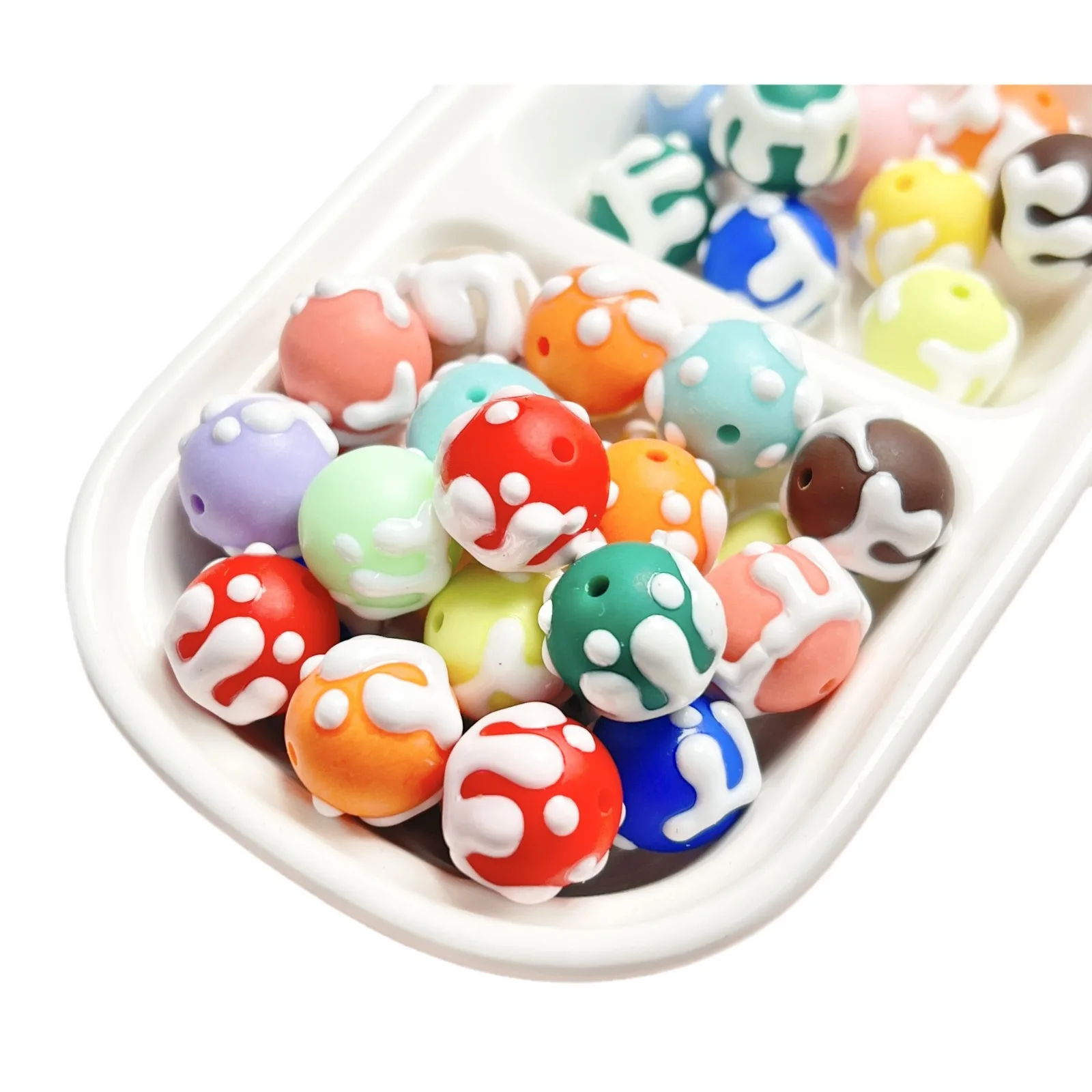 

Newest Rubber Colorful Oil Drop Round Acrylic Jewelry Beads 60pcs 16mm Plastic Ornament Accessories Material Bracelet Making