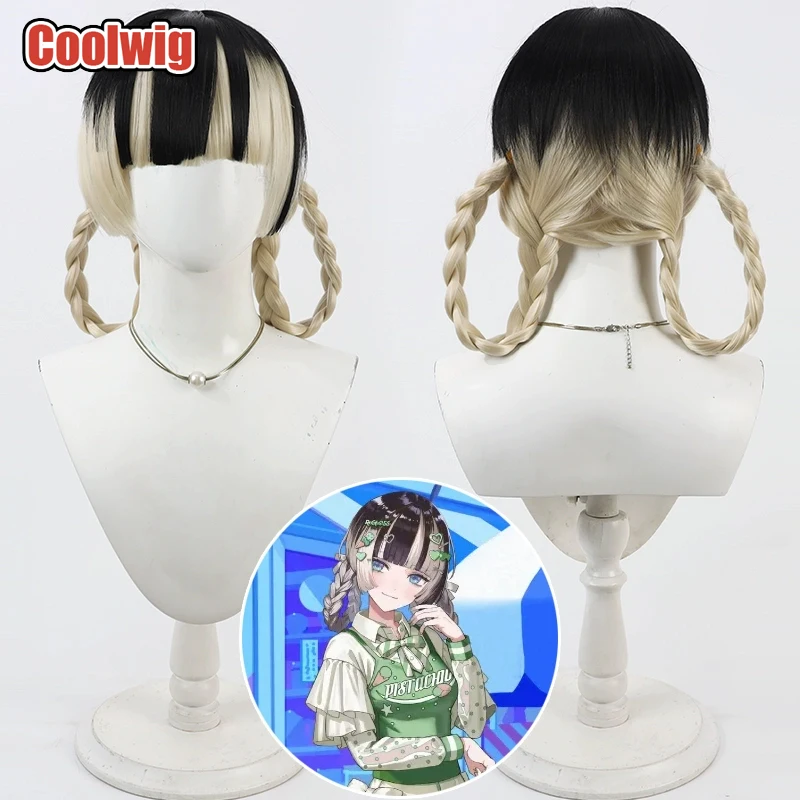Coolwig Synthetic Hair Juufuutei Raden Cosplay Wigs Virtual YouTuber Juufuutei Raden Black Mixed Light Blonde Wig Heat Resistant