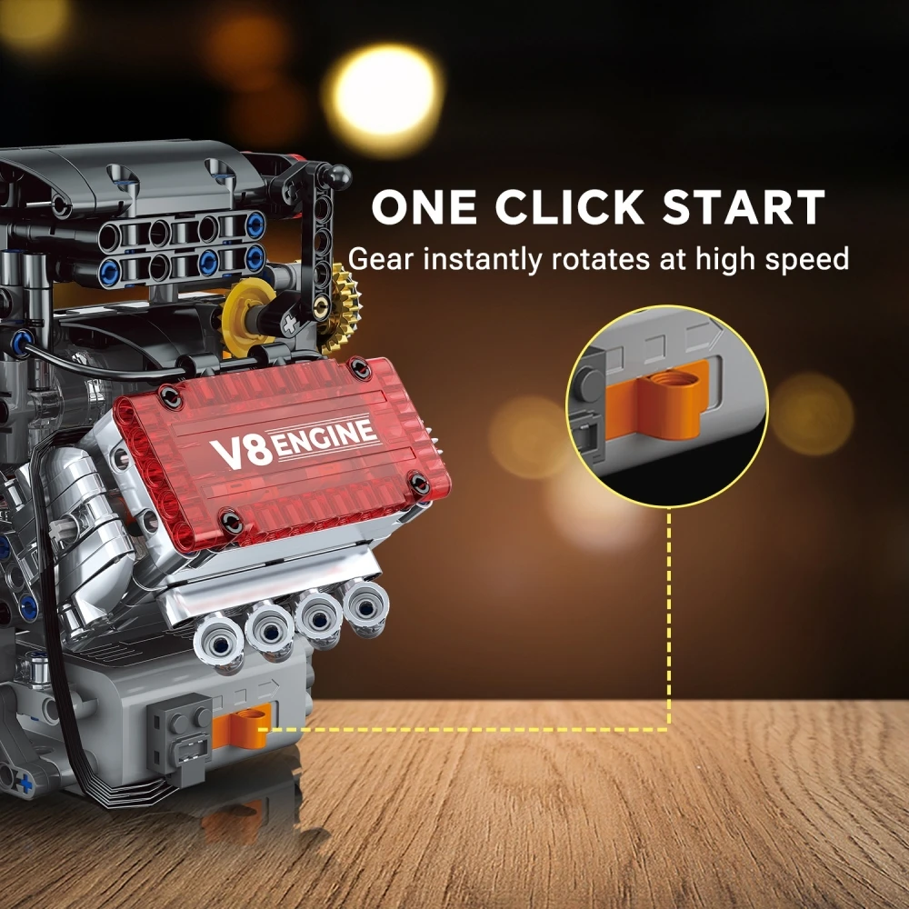 478PCS Technic V8 Motormodel Gemotoriseerde Mechanische Building Kit Collector Display Cadeau Voor Volwassenen Kinderen Kerst Decor