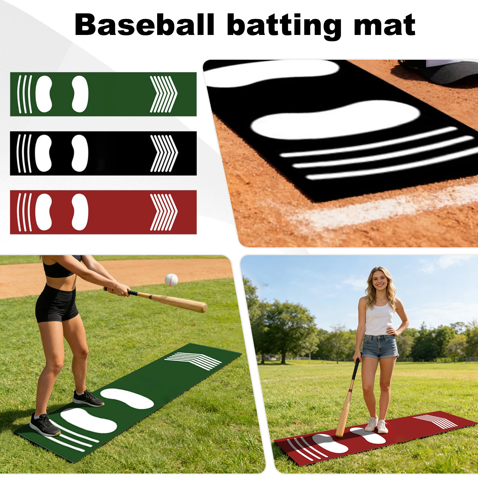 Non-Slip Shock-Absorbing Baseball Training Mat Indoor Outdoor Sports Softball Hitting Mat Anti-Mite Wear-Resistant Batting Mats