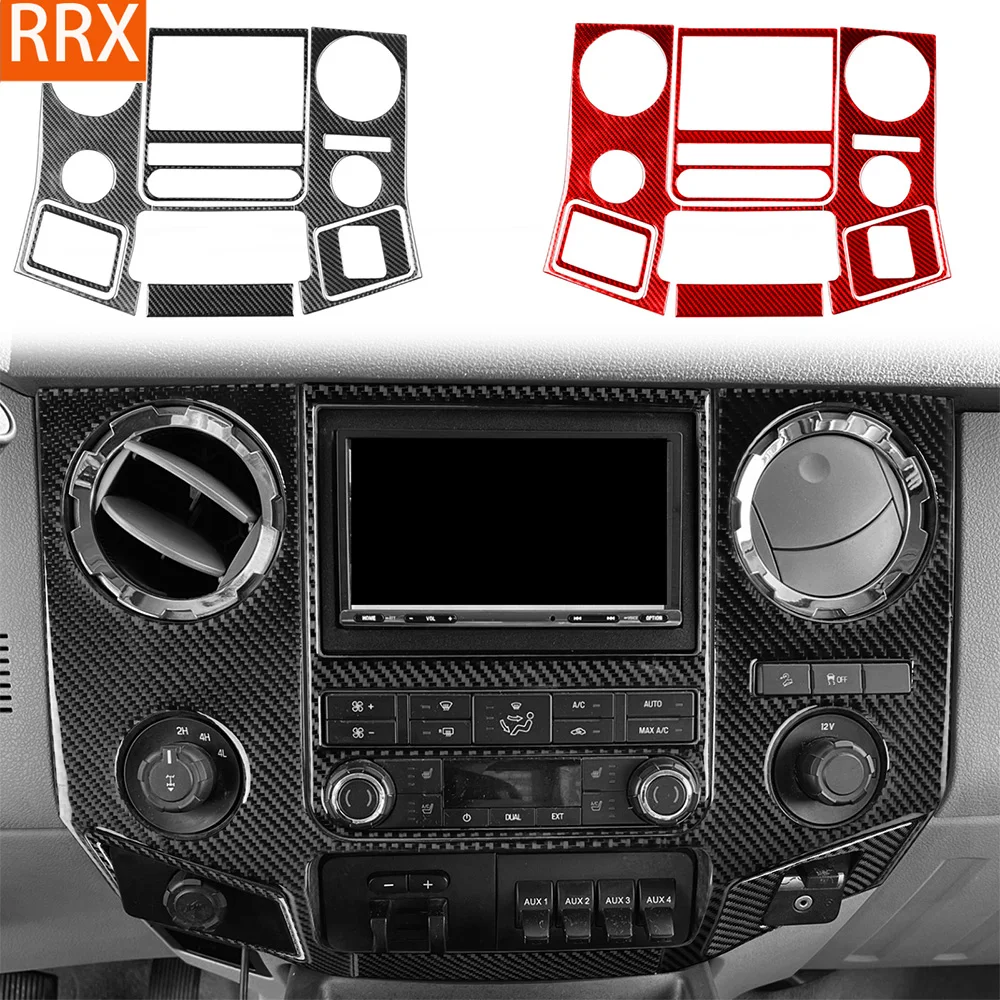 For Ford F-250 350 450 550 F-650 750 2011-2016 Real Carbon Fiber Stickers Centre radio AC CD panel Car Accessories decorative