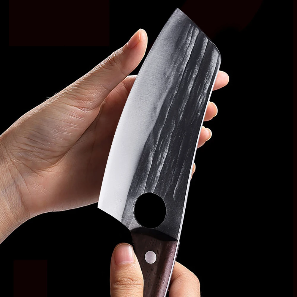 Slicing Knife Nakiri Cleaver Cooking Tools Handmade Forged High Carbon Steel Kitchen Knives Wood Handle Hangable Women's Knife