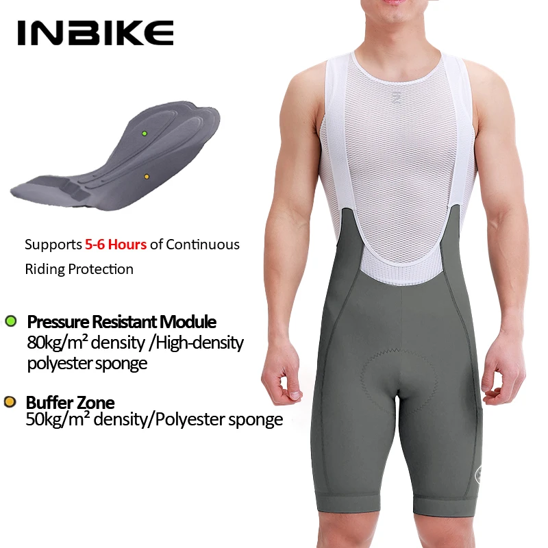 INBIKE 2025 Herren-Radsport-Trägerhose, hohe Taille, atmungsaktiv, Radfahren, Fahrrad-Trägerhose, MTB-Fahrradbekleidung, Mann mit Taschen