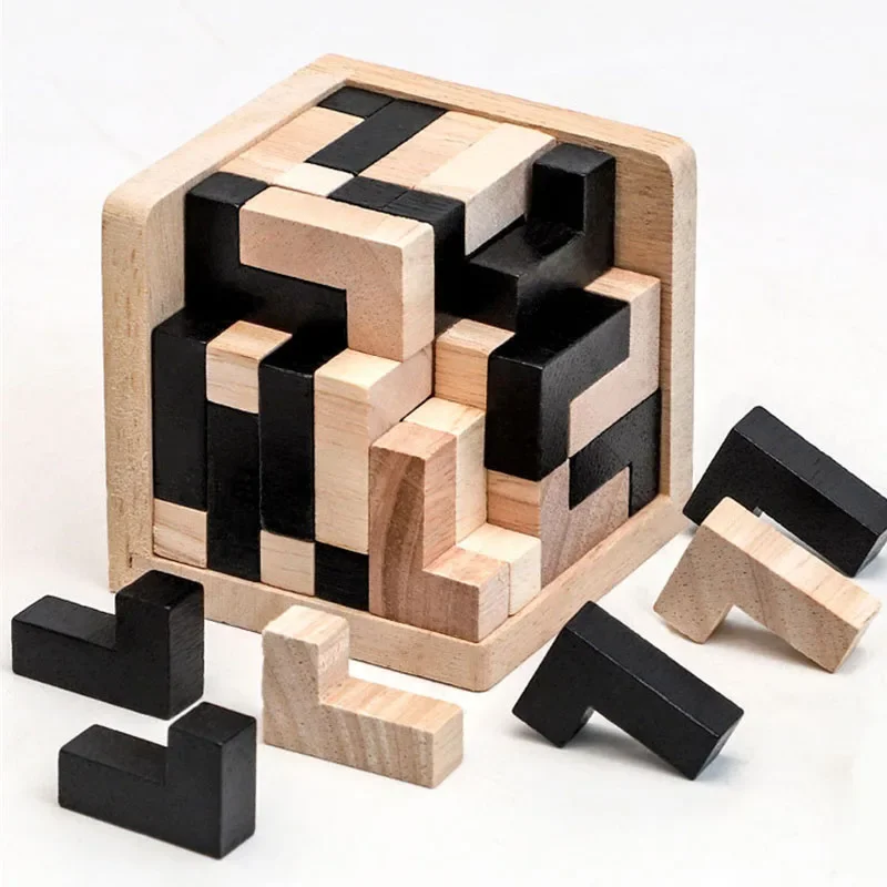 

3D Cube Puzzle Luban Interlocking Creative Educational Wooden Toy Brain lQ Brain Teaser Early Learning Game Children Gift 54L/T