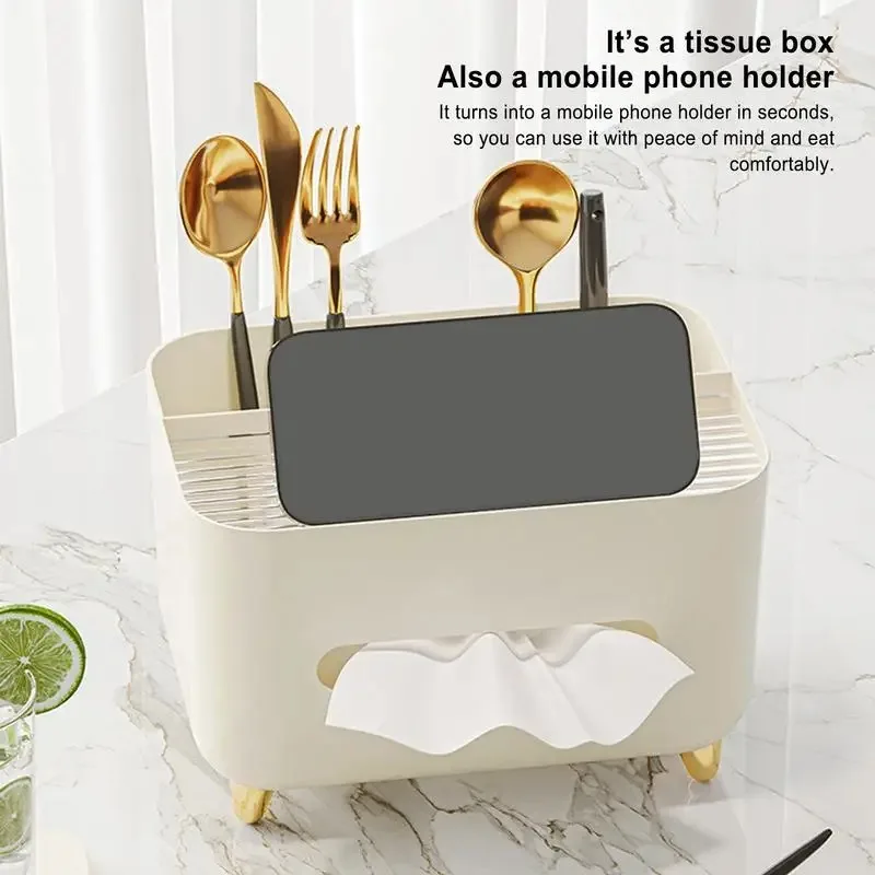 Multifunctional Tissue Box Living Room Tissue Case Desktop Organizer Remote Control Tissue Holder Luxury Paper Tissue Box Holder