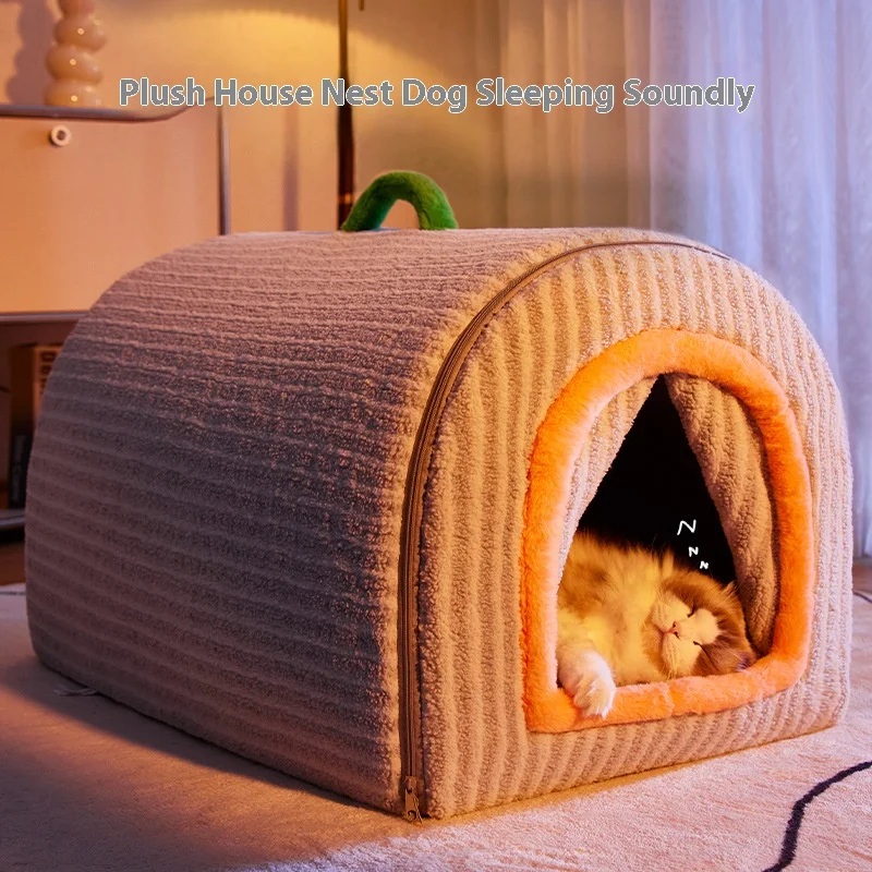 Autumn and Winter Handheld House, Cat Nest, Warm, Removable, Washable, Dog Nest, Thickened, Large Dog, Closed Pet Bed