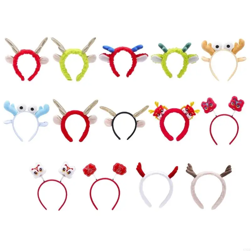 C9GE Dragon Horn Hairband for Chinese New Year Bright and Attractive Colors Stretchy and Durable Suitable for All Ages