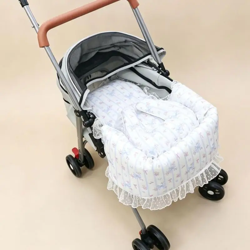 E8BD Removable Pet Strollers Cushion Liner Pad with Padded Side To Keep Dog Secure While Moving Travel Comfortable Ride