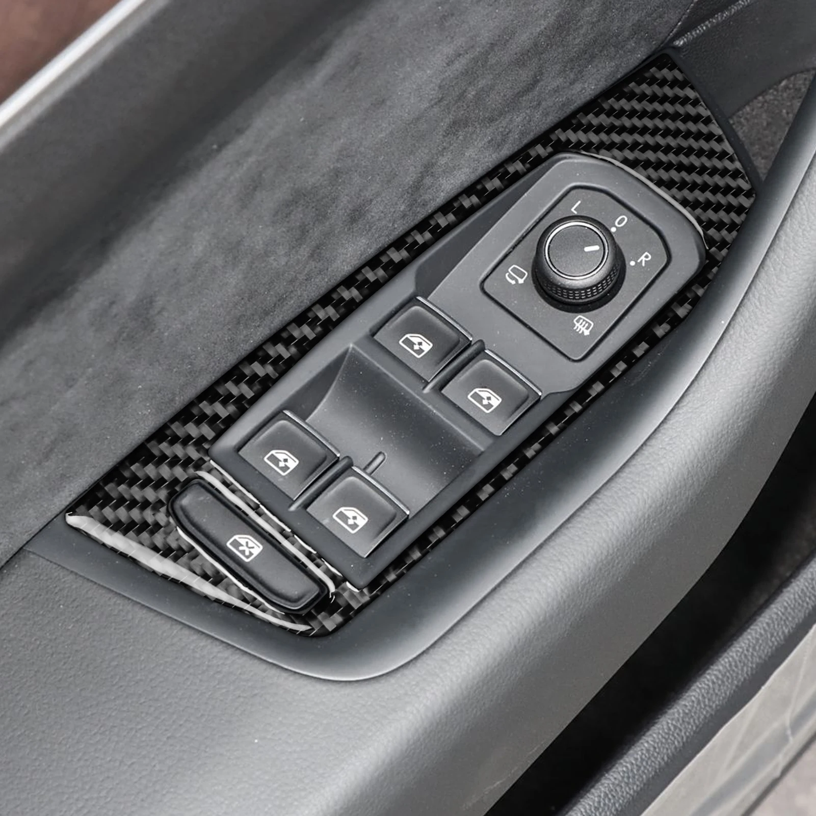 Real Carbon Fiber Car Accessories Driver Window Lift Cover Soft Sticker For Volkswagen Magotan/CC 2017 2018 19 20 21 22 23 24