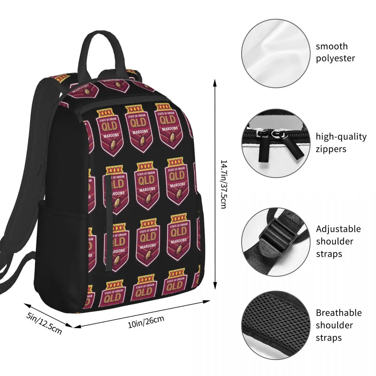 Exelent Queensland Maroons Design Backpack Student BookBag Boys Girls School Bag Computer Shoulder Bags Men Women