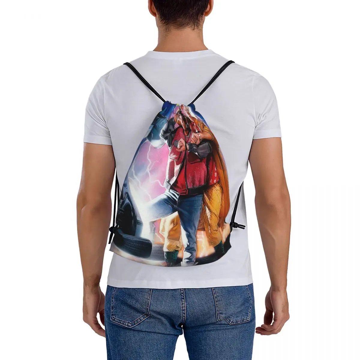 Back To The Future Backpacks Casual Drawstring Bundle Pocket Sports Bag Book Bags for Man Woman Students