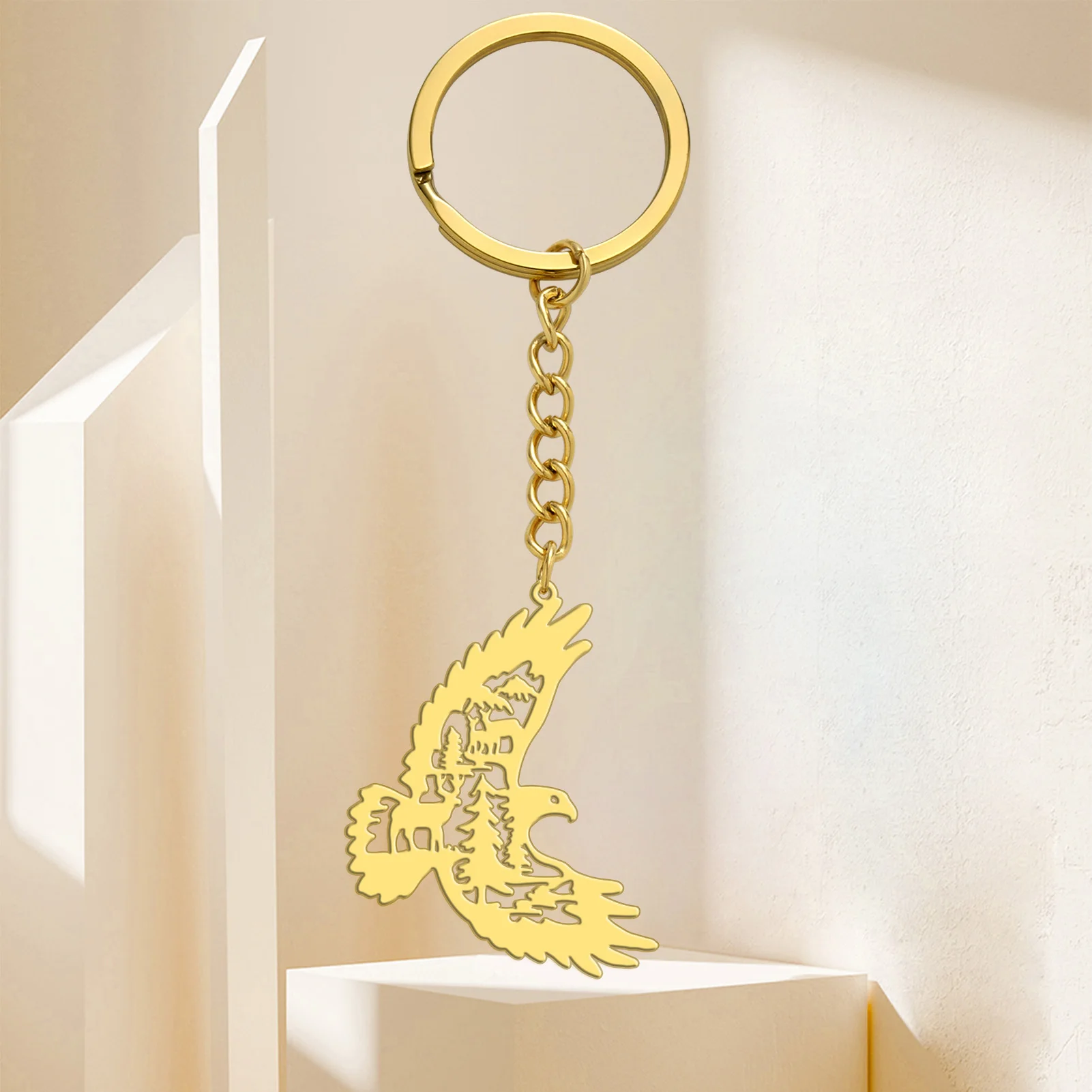 COOLTIME Edelstahl Schlüsselanhänger Tier Phoenix Adler Anhänger Tasche Auto Schlüsselanhänger Zubehör Schmuck Geschenk – Detail 10