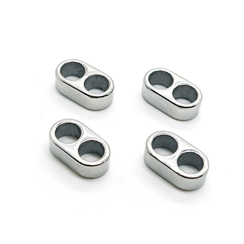 4pcs Double Hole Stainless Steel Big Hole Spacer Beads Jewelry Making Slider Charm DIY Leather Bracelet Findings