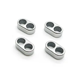 4pcs Double Hole Stainless Steel Big Hole Spacer Beads Jewelry Making Slider Charm DIY Leather Bracelet Findings