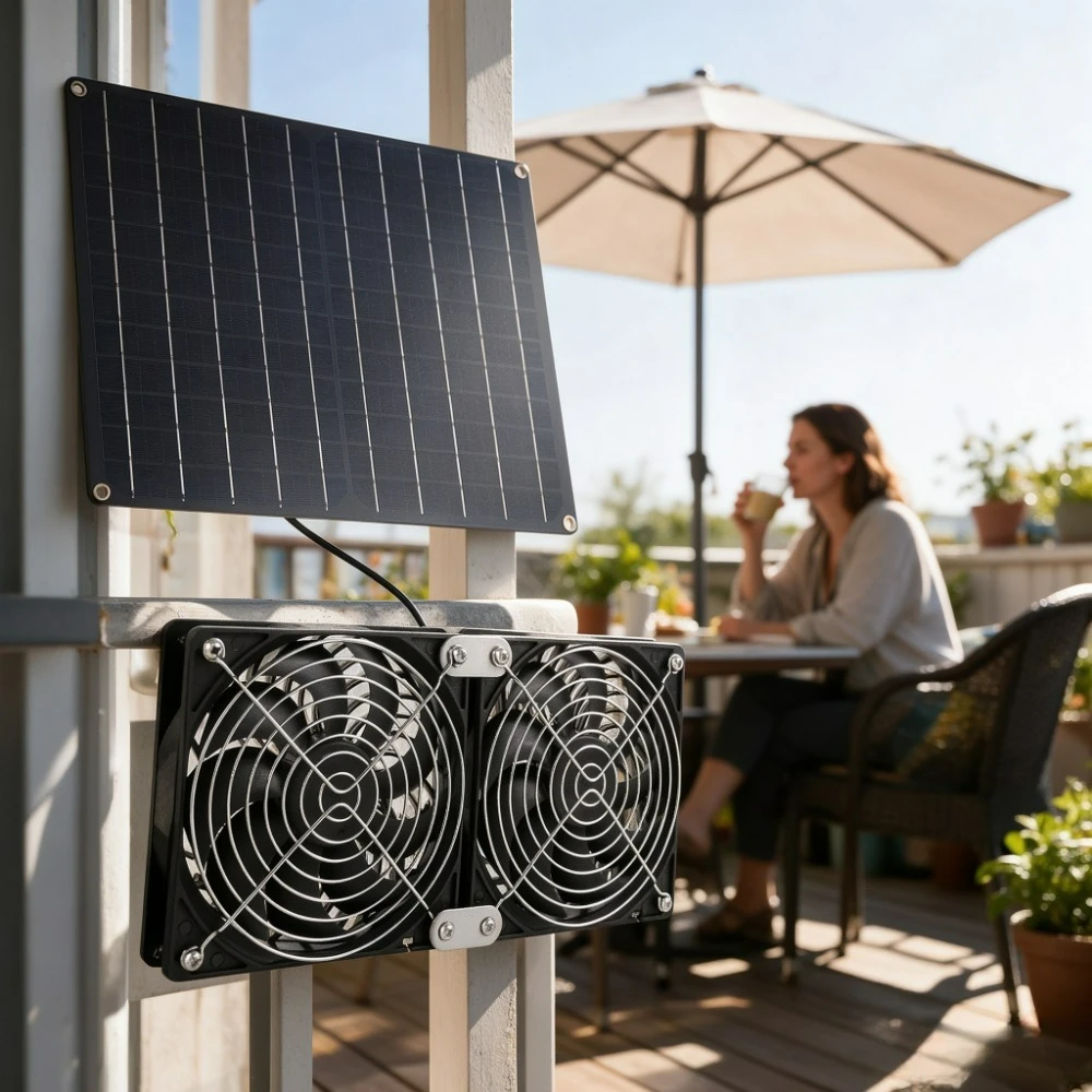 Outdoor Ventilation Solar Dual Exhaust Fan Kit 15W 20W Solar Panel IPX7 Waterproof Low Noise Cooling System for Chicken Coop Dog