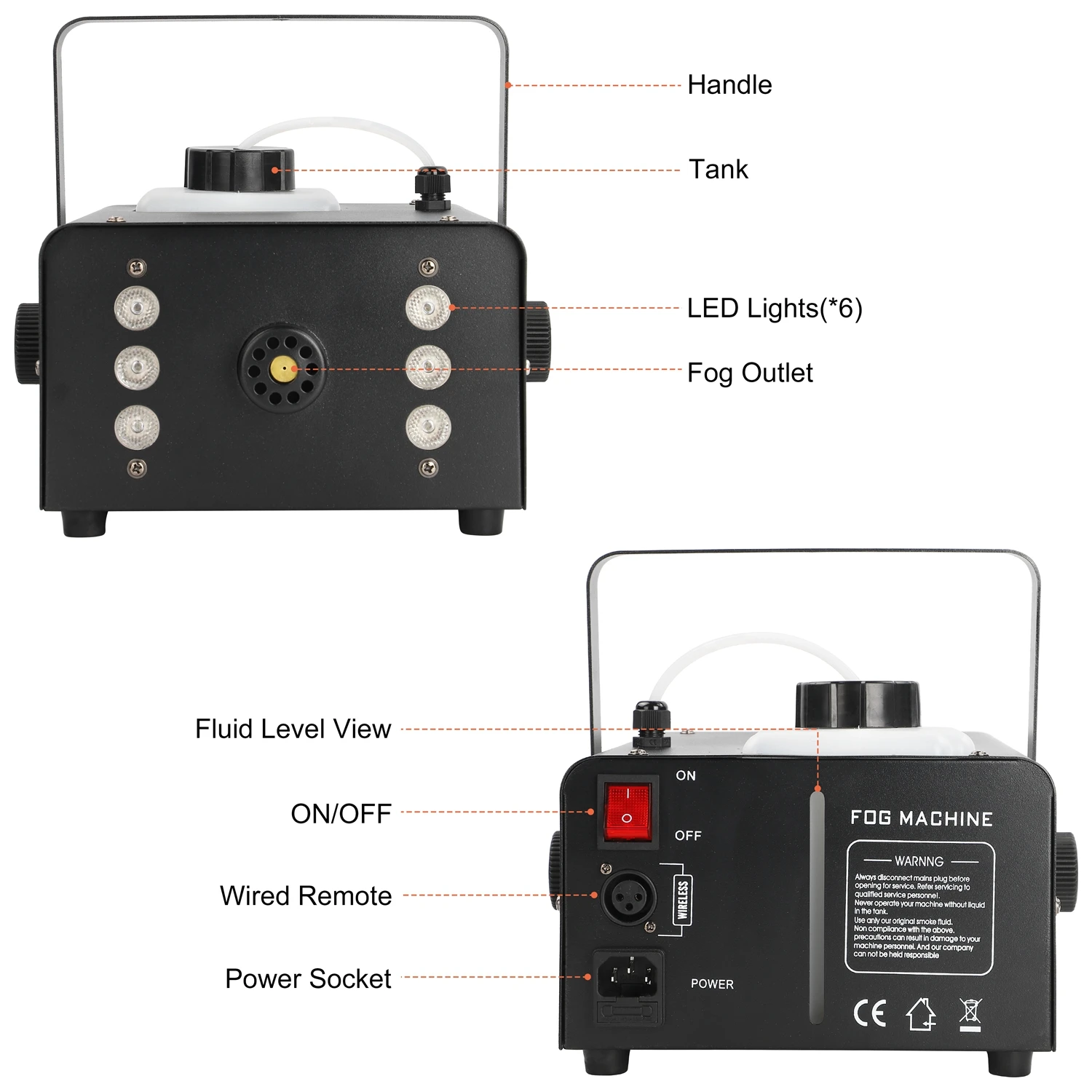 Yiflamefly-máquina de humo mejorada, equipo de pulverización de colores, nebulizador de escenario, máquina de niebla para discoteca, fiesta de boda, 6 piezas, RGB, 1500W