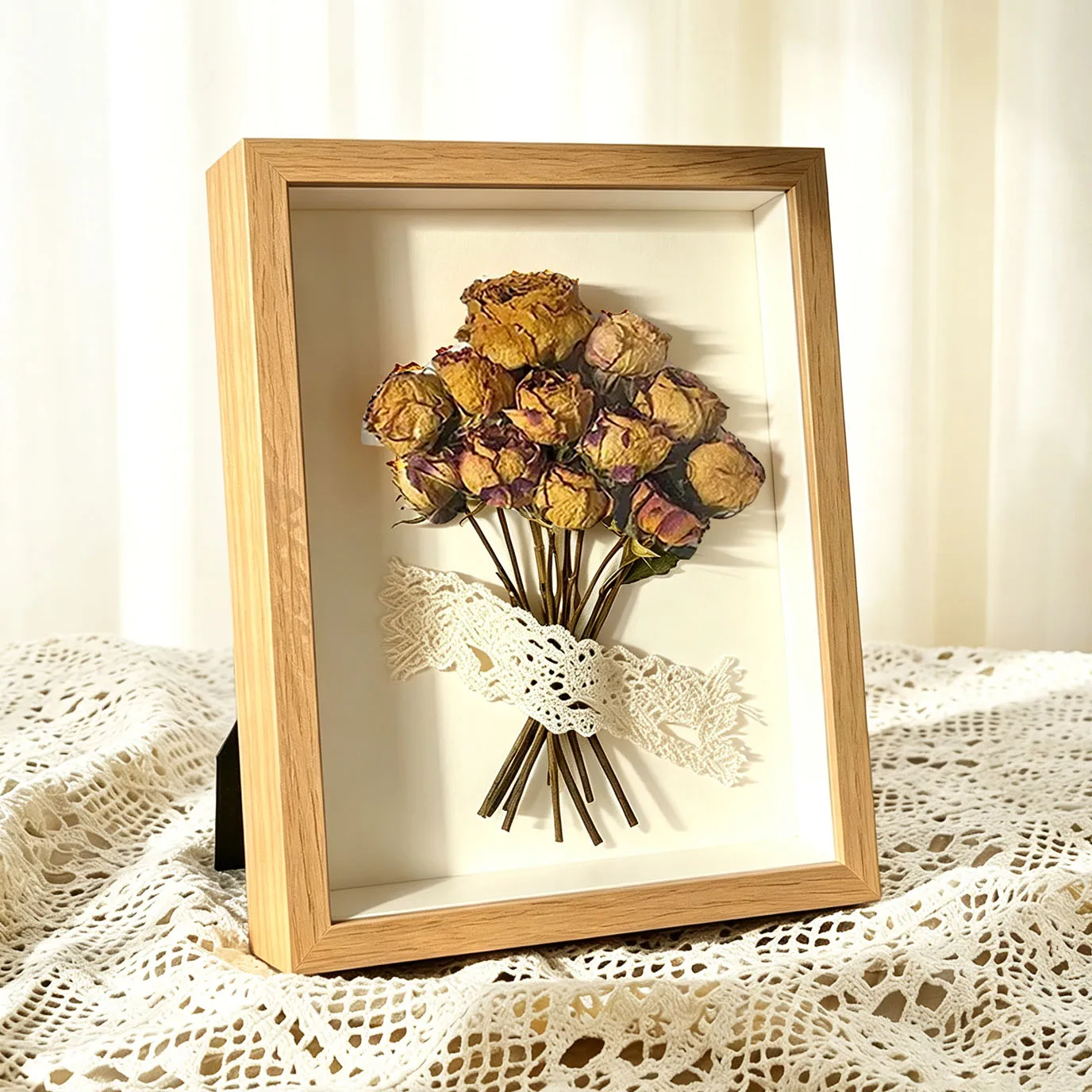 1Pc/2Pcs Wooden Shadow Box Frame DIY Dried Flower Display Frame Wall Mount Tabletop Photo Box Frame For Handmade Craft Gift