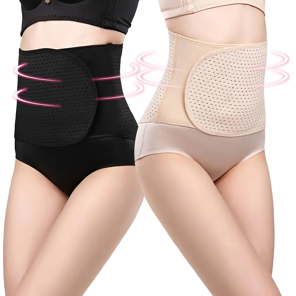 Adjustable Breathable Lumbar Support Belt - Black Polyester Abdominal Shaping Belt with Targeted Compression Pads for Lower Back