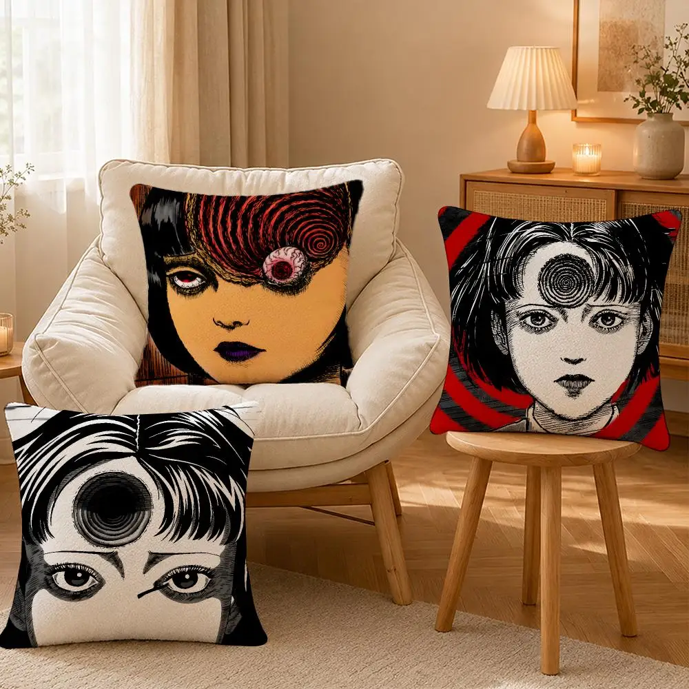 Anime Uzumaki Gothic Horror Cushion Cover Personalized Short Plush Cushion Cover Sofa Pillowcase Bedroom Home Decor Gift