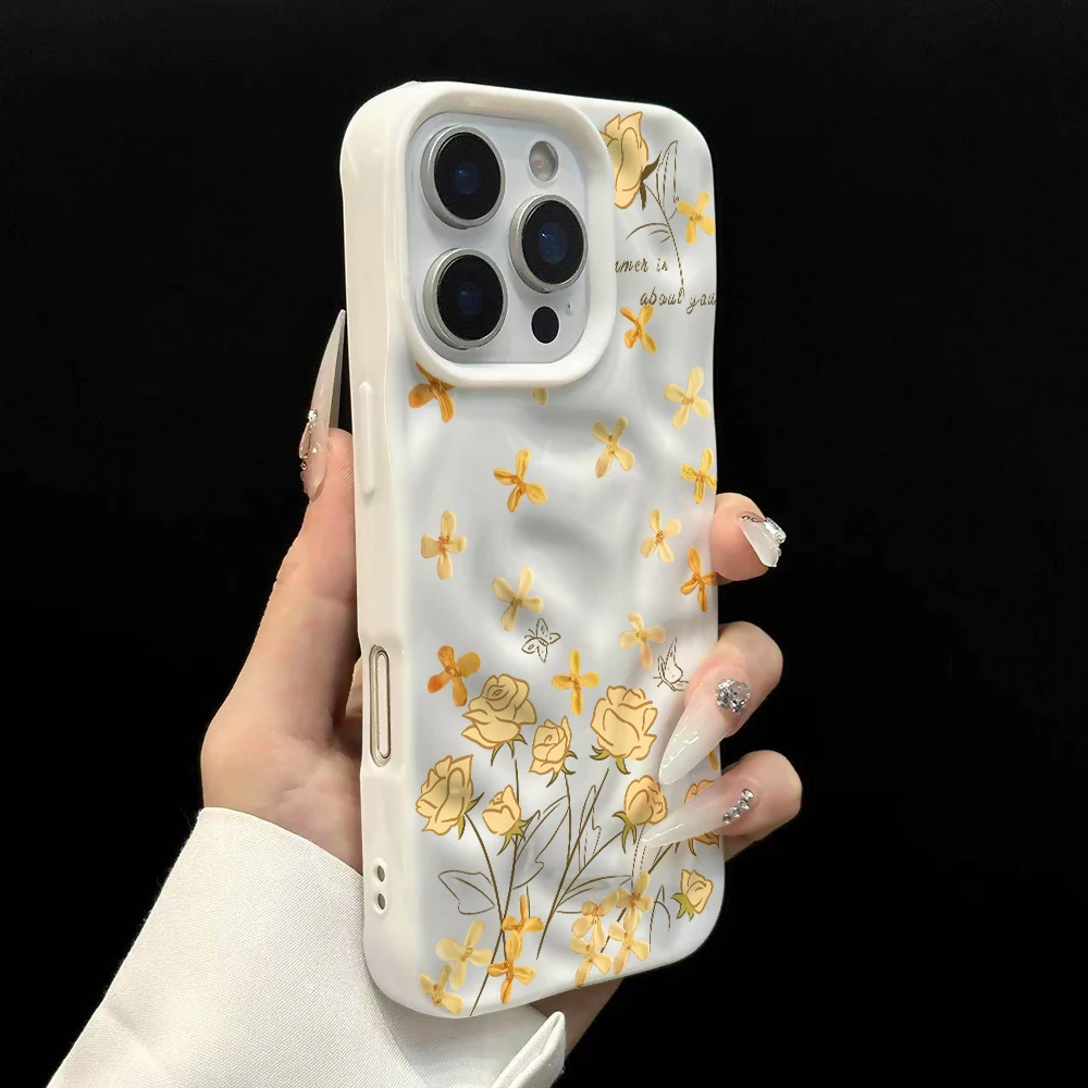 Einfaches Blumen-Kreativdesign Weiche Silikon-Handyhülle für iPhone 17 16 15 14 13 12 11 Pro Max 14 Plus 17Air Falten-Wellen-Design – Detail 8