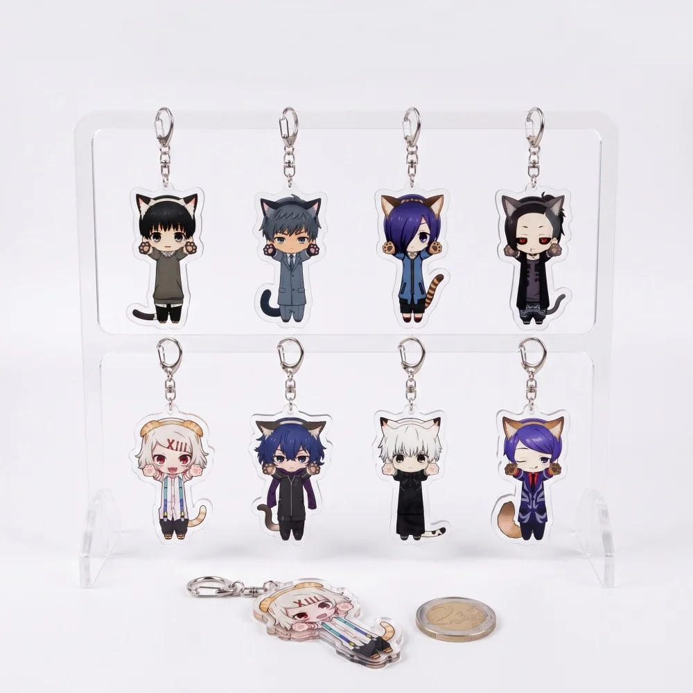 Tokyo Ghoul Anime Kaneki Ken Acrylic Keychain Cute Chibi Cat Ears Touka Suzuya Juuzou Shuu Tsukiyama Bag Pendant Keyring Gift