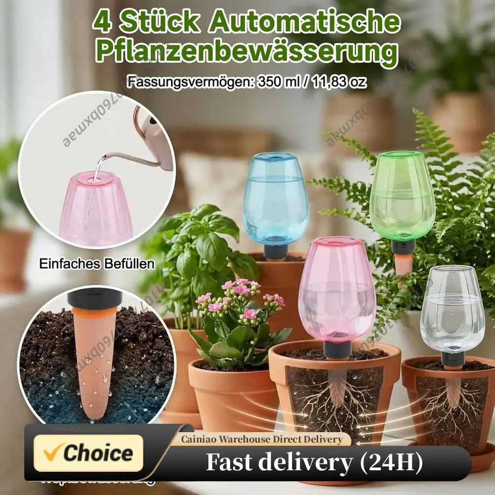 1/4 globes d'arrosage automatique pour plantes, système d'irrigation goutte à goutte, distributeur d'eau pour plantes d'intérieur, balcon, jardin, 350 ml