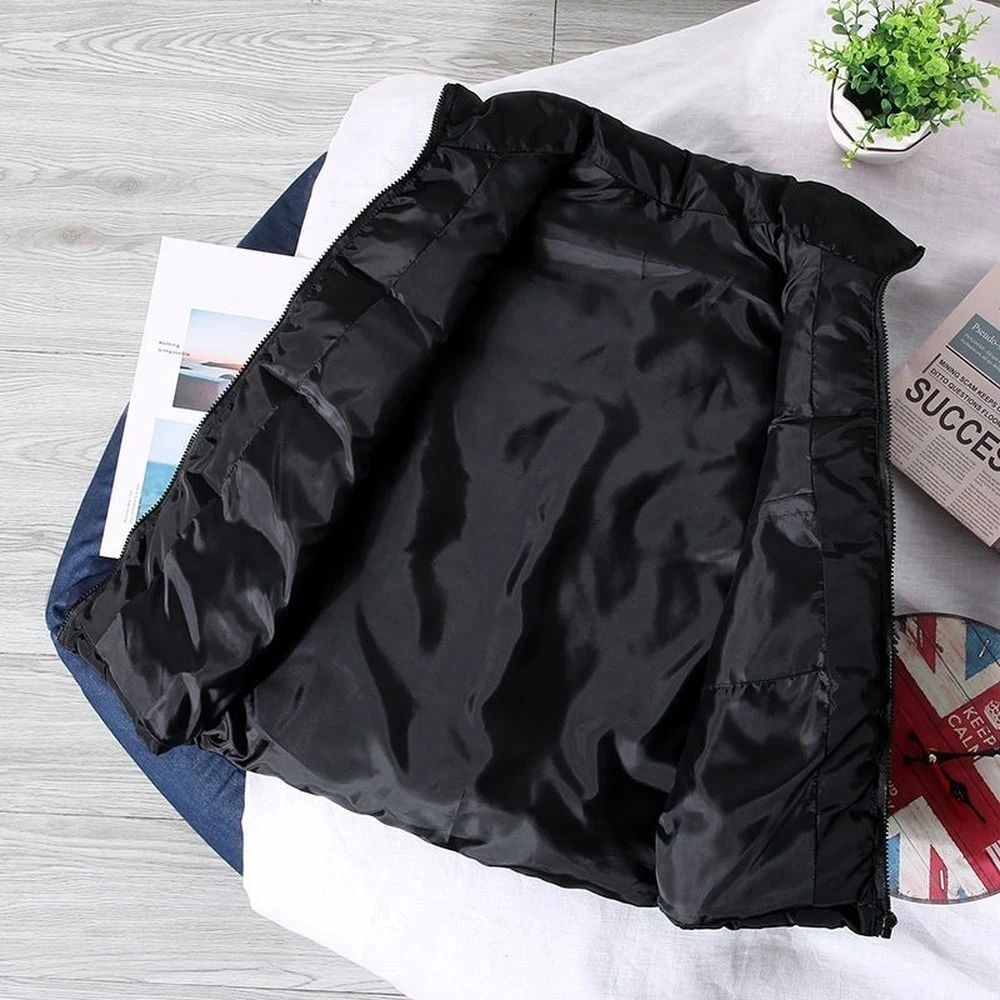 Белый жилет, мужской приталенный воротник-стойка, пуховики без рукавов, весенне-осенний повседневный жилет, мужское теплое пальто 2023, тенденции