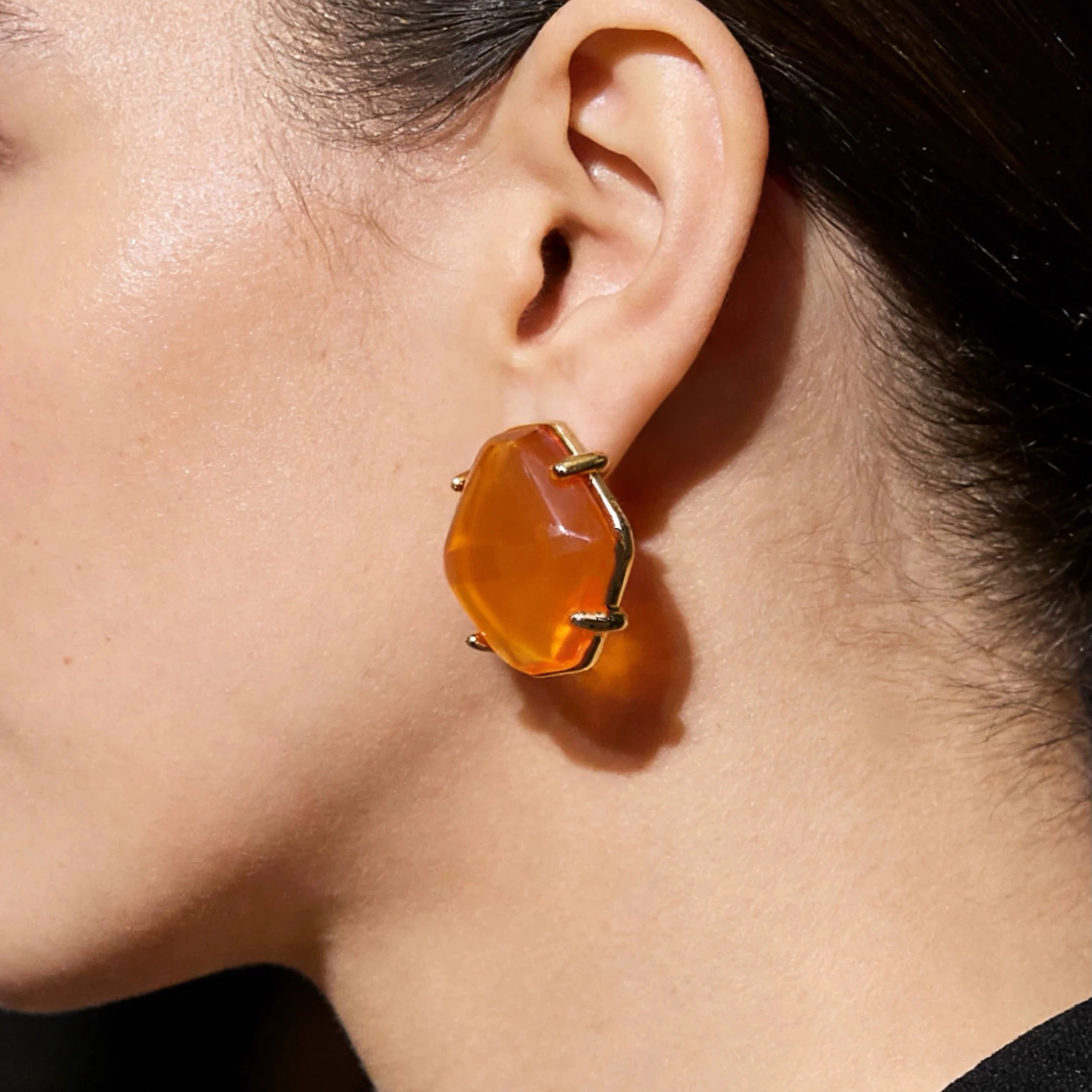 

Fashion Geometric Orange Ear Clip Designer Earrings Woman Top Quality Luxury Jewelry Trend