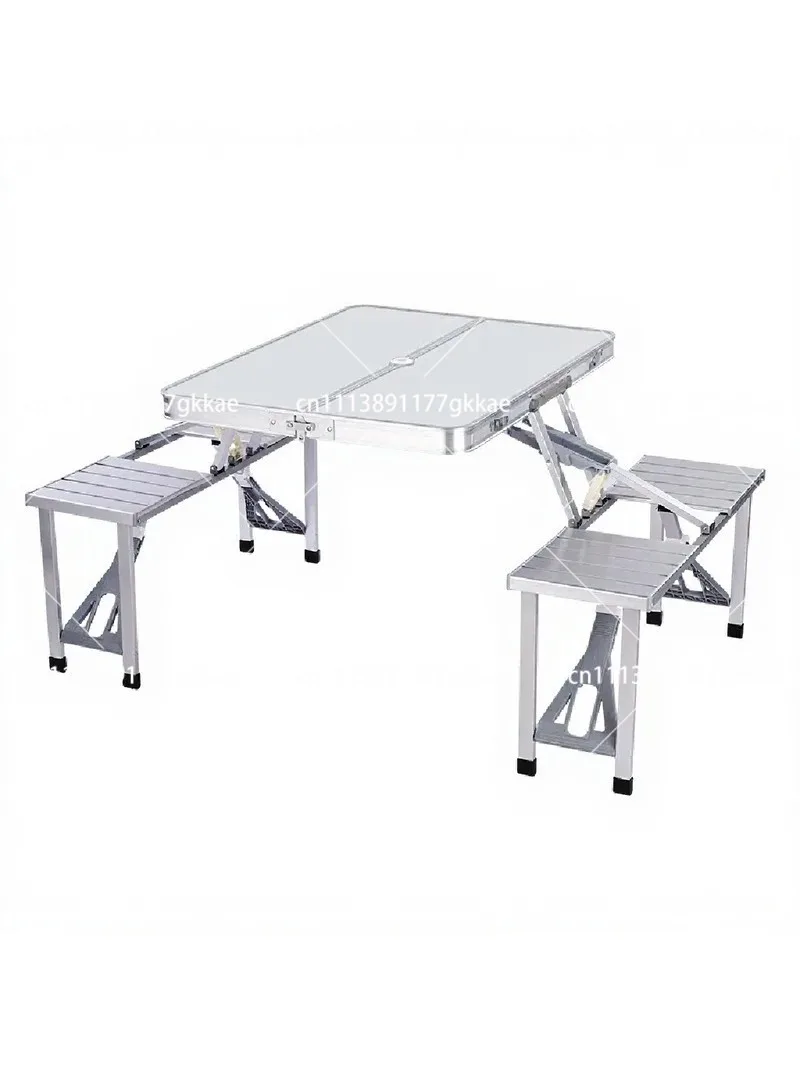 Aluminum Alloy Folding Table and Chairs Set Outdoor Camping Picnic Portable Barbecue Stall Foldable Desk Set