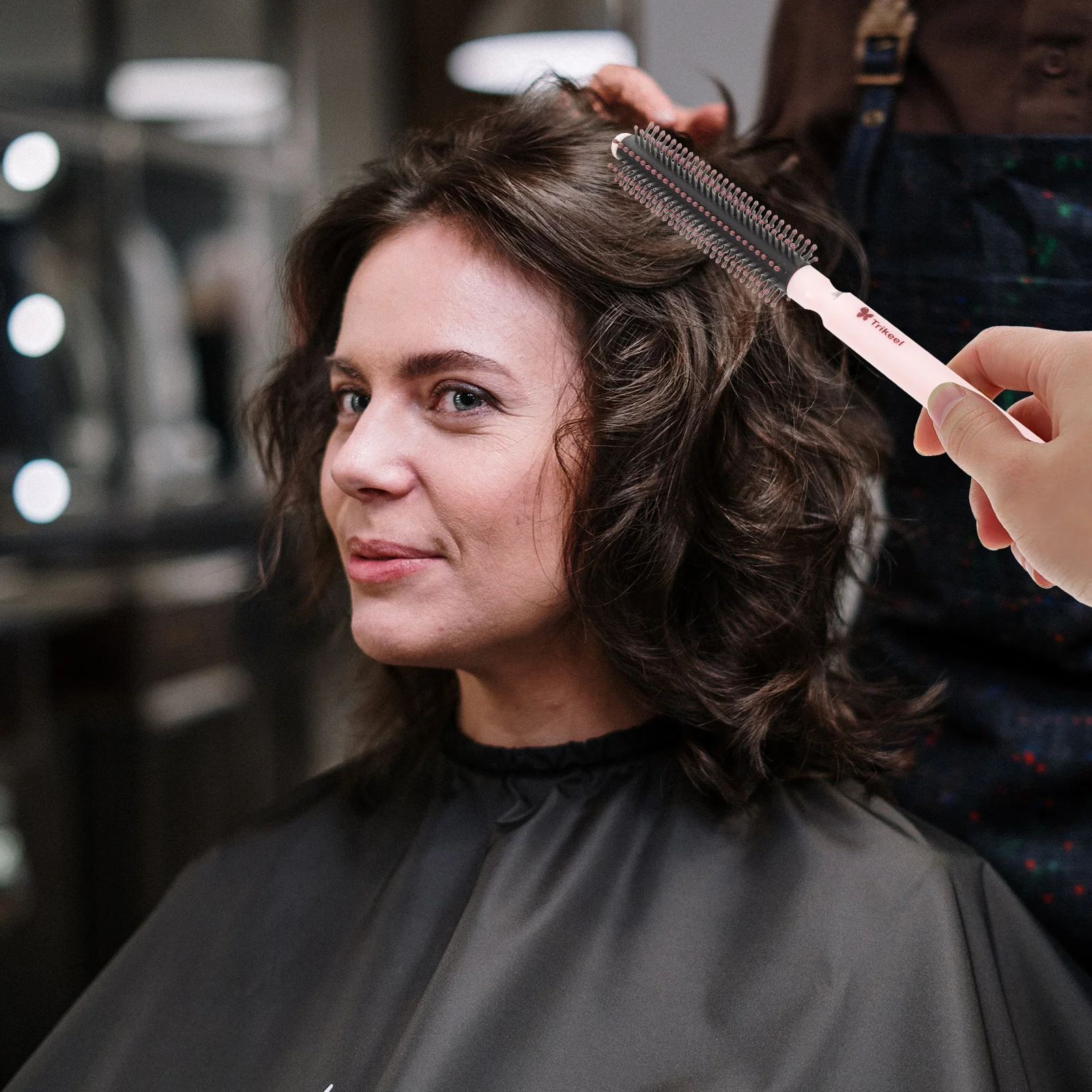 Cepillo de pelo redondo para flequillo para mujer, cepillo de pelo portátil, rodillo, secado por soplado pequeño, entrenamiento de rizador corto, secador para niños pequeños