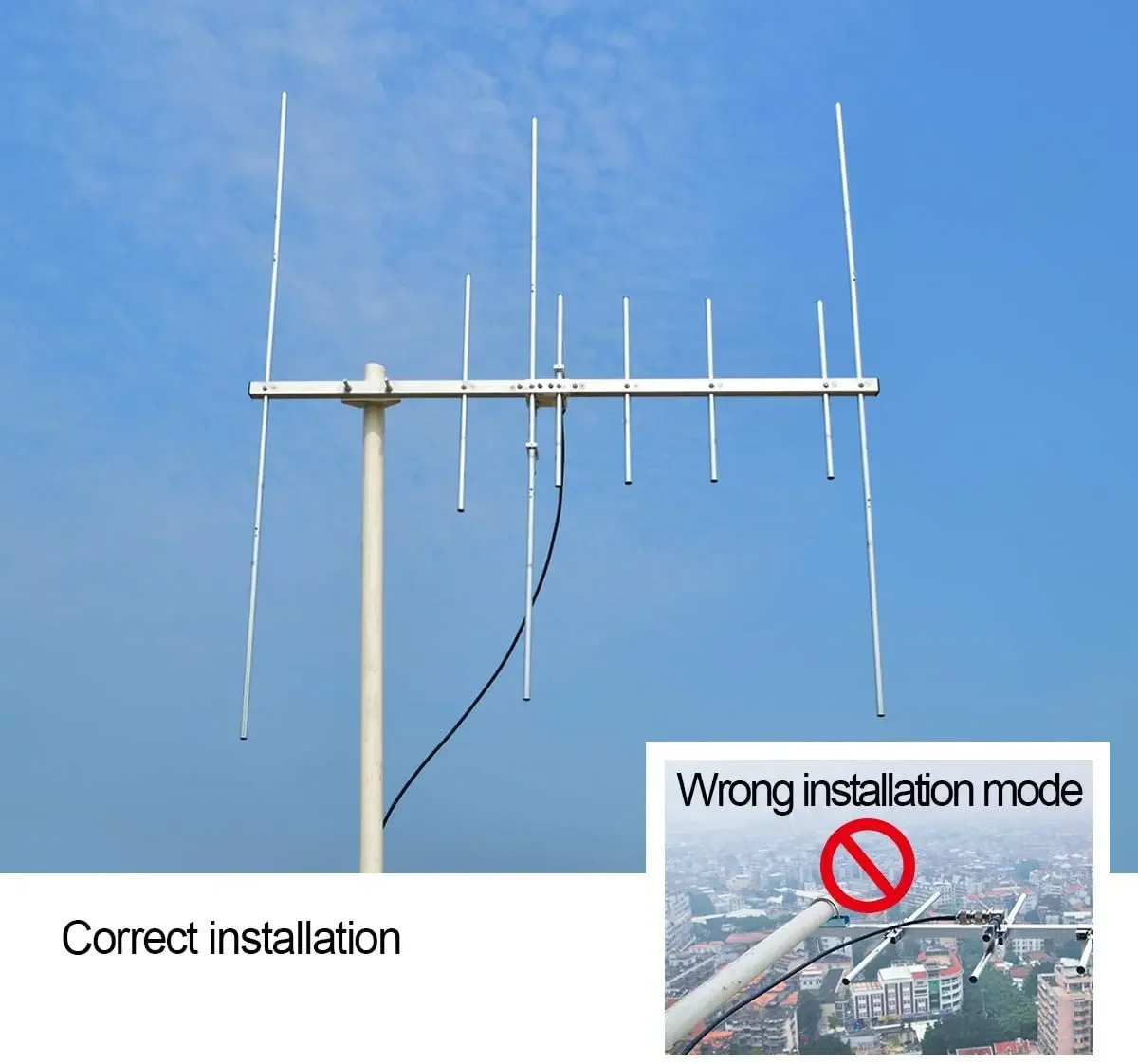 Yagi Antenna Dual Bands 2m 70cm VHF UHF High Gain 8 Elements GMRS Vertical Base Aerials for HAM Amateur Repeater Satellite Tools