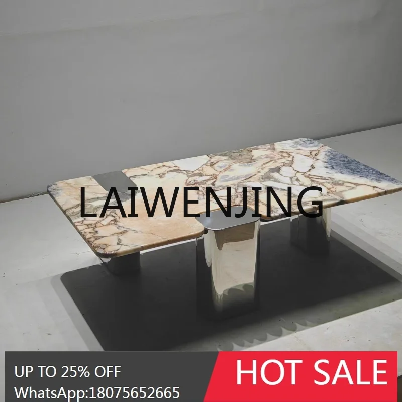 

Light Luxury Natural Luxury Stone Elephant White Living Room Home round Tea Table Simple Nordic High Sense