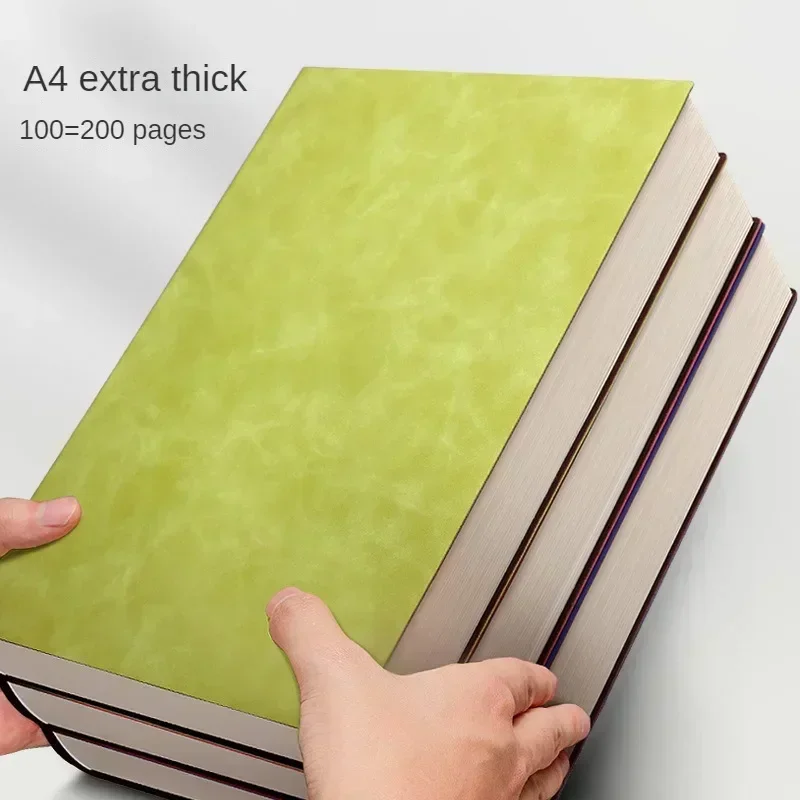 200 Pages A4 Thick Notebook Thickened Large Notebook Soft Leather Horizontal Line Diary Notebook School Supplies Stationery