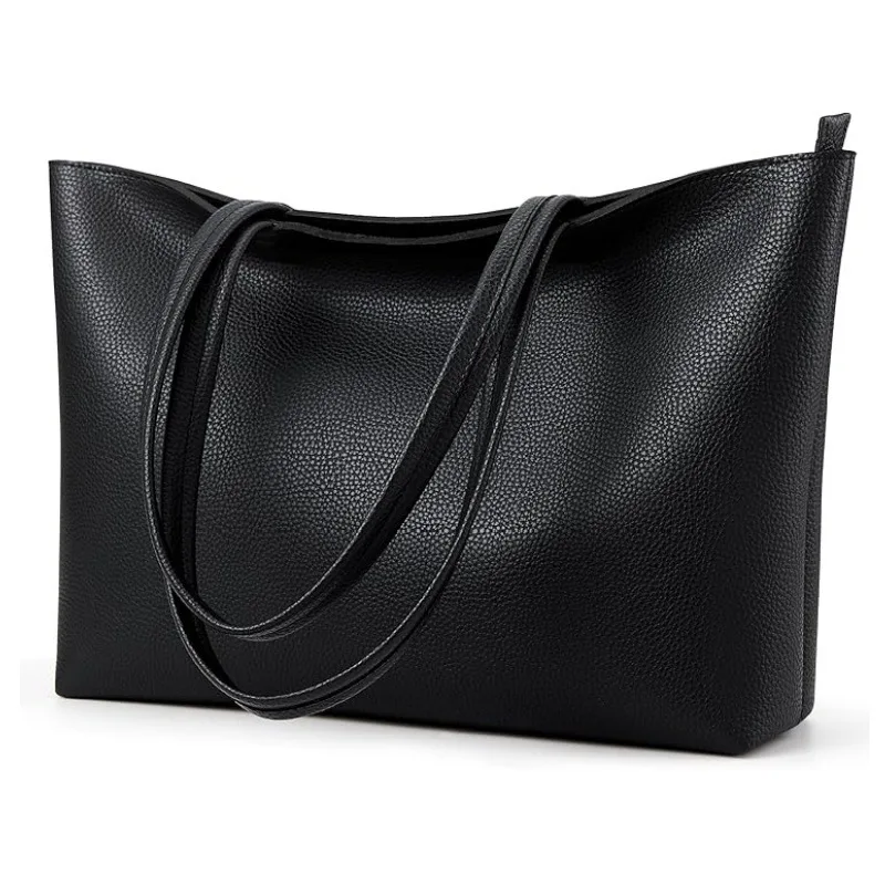 

Retro Zipper Shoulder Bag Imitation Leather Women's Large Casual Handbag Work Date University Large Capacity Women's Bag